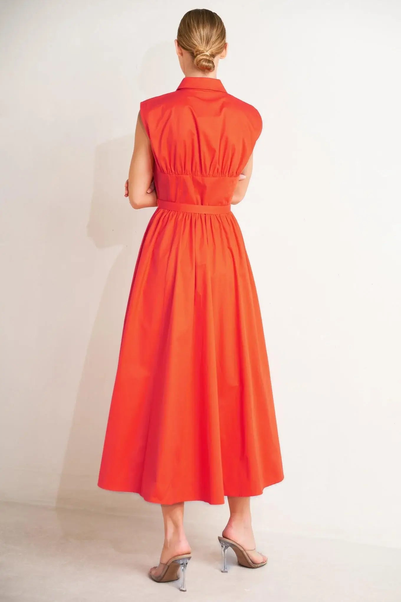 RUNWAY READY SCARLET WOVEN MIDI DRESS - Flying Tomato - Flyclothing LLC