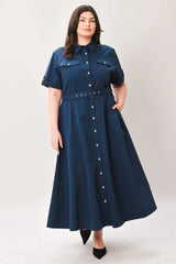 CLASSIC AUTHORITY WOVEN MIDI DRESS - Flying Tomato - Flyclothing LLC