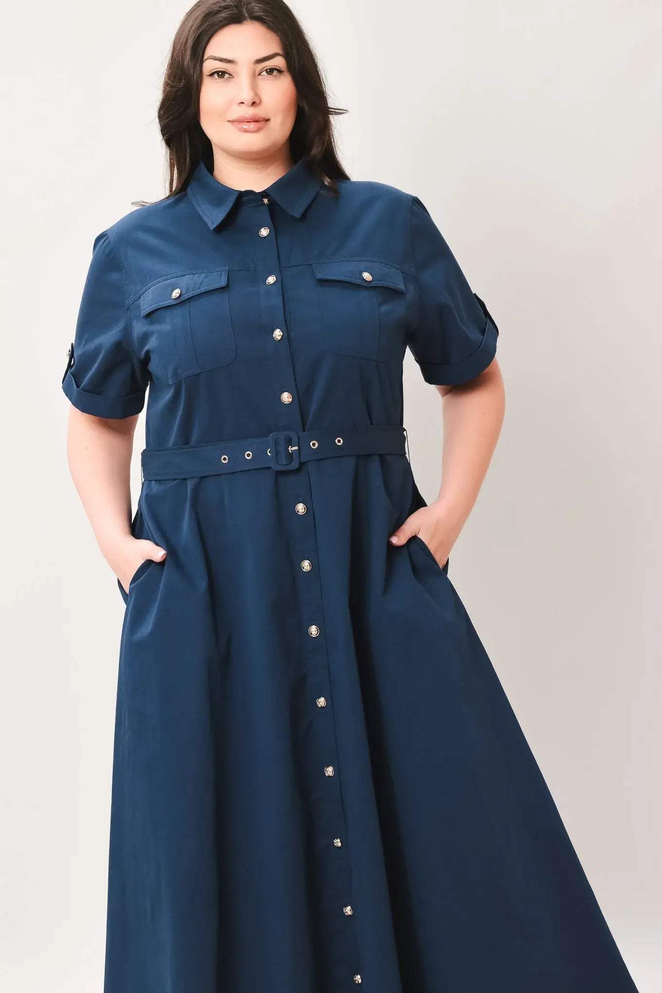 CLASSIC AUTHORITY WOVEN MIDI DRESS - Flying Tomato - Flyclothing LLC