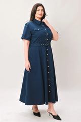 CLASSIC AUTHORITY WOVEN MIDI DRESS - Flying Tomato - Flyclothing LLC