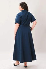 CLASSIC AUTHORITY WOVEN MIDI DRESS - Flying Tomato - Flyclothing LLC