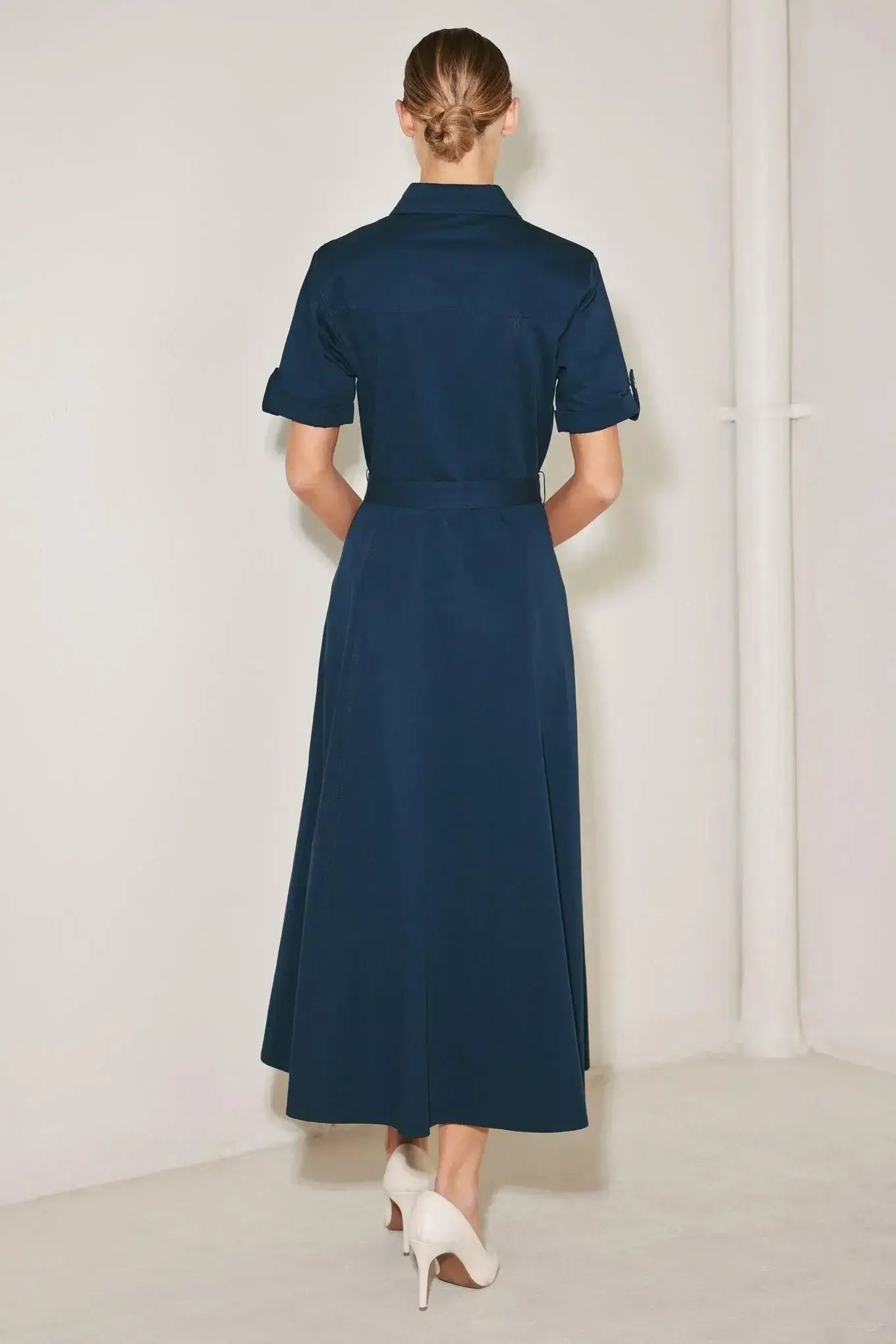 CLASSIC AUTHORITY WOVEN MIDI DRESS - Flying Tomato - Flyclothing LLC