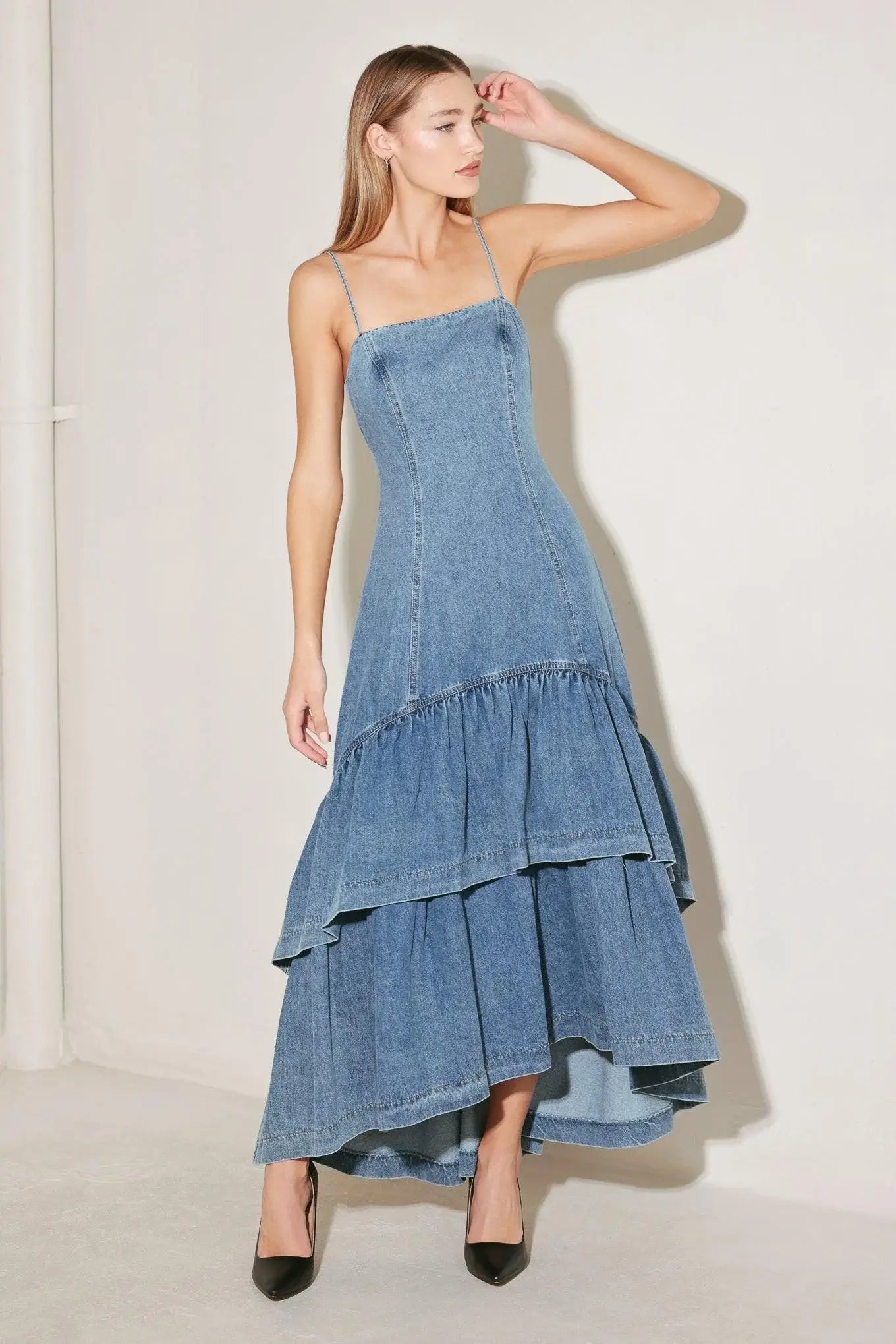 RUNWAY REBEL DENIM MIDI DRESS - Flying Tomato - Flyclothing LLC