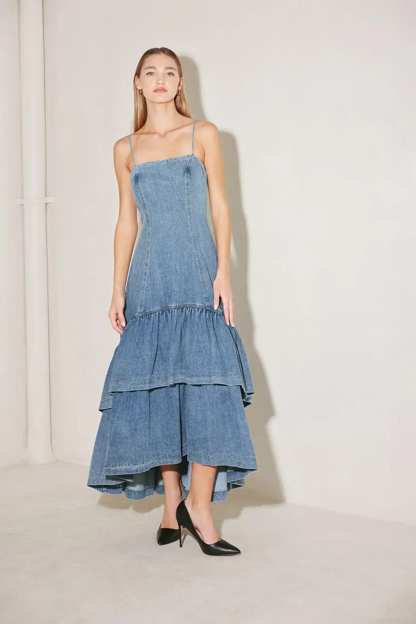 RUNWAY REBEL DENIM MIDI DRESS - Flying Tomato - Flyclothing LLC