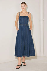 UNDERSTATED ICON DENIM MIDI DRESS - Flying Tomato - Flyclothing LLC