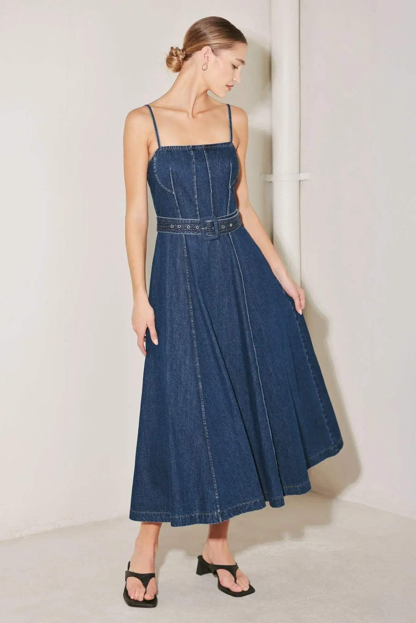 UNDERSTATED ICON DENIM MIDI DRESS - Flying Tomato - Flyclothing LLC