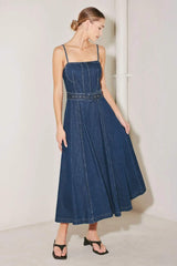 UNDERSTATED ICON DENIM MIDI DRESS - Flying Tomato - Flyclothing LLC