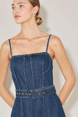UNDERSTATED ICON DENIM MIDI DRESS - Flying Tomato - Flyclothing LLC