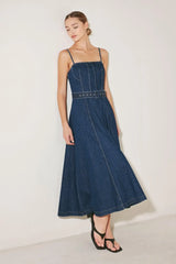 UNDERSTATED ICON DENIM MIDI DRESS - Flying Tomato - Flyclothing LLC