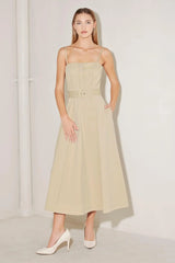 UNDERSTATED ICON WOVEN MIDI DRESS - Flying Tomato - Flyclothing LLC