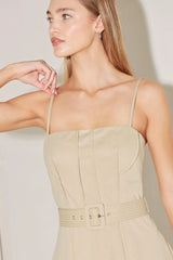 UNDERSTATED ICON WOVEN MIDI DRESS - Flying Tomato - Flyclothing LLC
