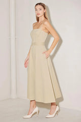 UNDERSTATED ICON WOVEN MIDI DRESS - Flying Tomato - Flyclothing LLC