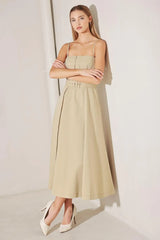 UNDERSTATED ICON WOVEN MIDI DRESS - Flying Tomato - Flyclothing LLC