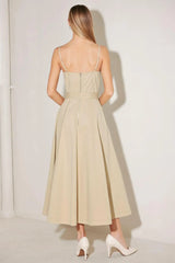 UNDERSTATED ICON WOVEN MIDI DRESS - Flying Tomato - Flyclothing LLC