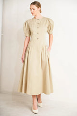 UNDERSTATED ICON WOVEN MIDI DRESS - Flying Tomato - Flyclothing LLC