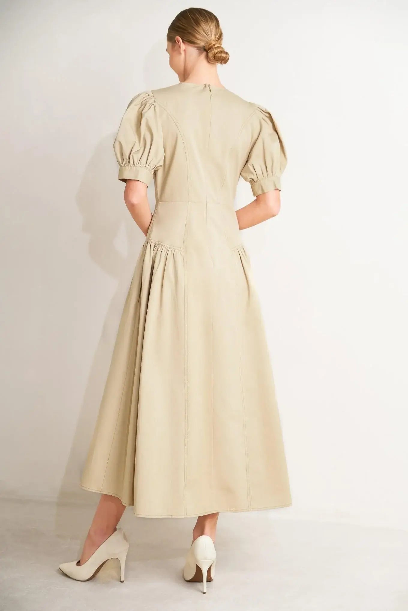 UNDERSTATED ICON WOVEN MIDI DRESS - Flying Tomato - Flyclothing LLC