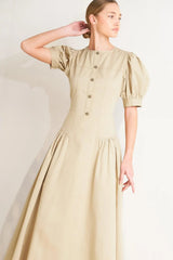 UNDERSTATED ICON WOVEN MIDI DRESS - Flying Tomato - Flyclothing LLC