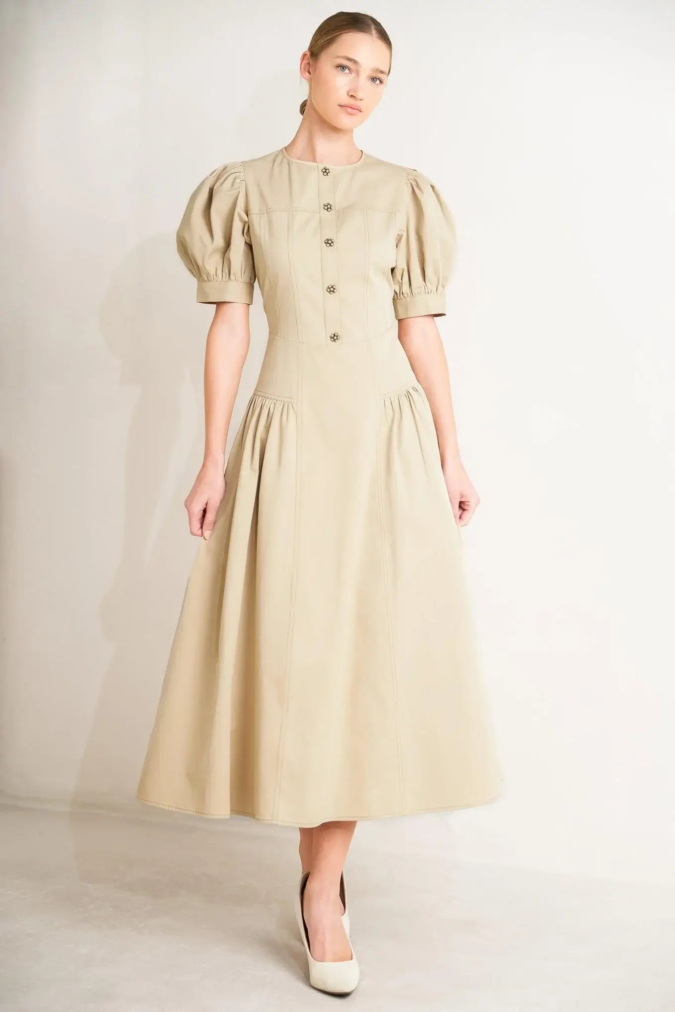 UNDERSTATED ICON WOVEN MIDI DRESS - Flying Tomato - Flyclothing LLC