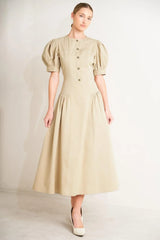 UNDERSTATED ICON WOVEN MIDI DRESS - Flying Tomato - Flyclothing LLC
