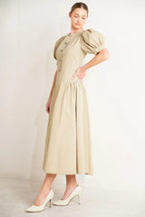 UNDERSTATED ICON WOVEN MIDI DRESS - Flying Tomato - Flyclothing LLC