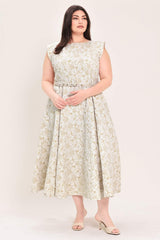 STATEMENT IN IVORY WOVEN MIDI DRESS - Flying Tomato - Flyclothing LLC