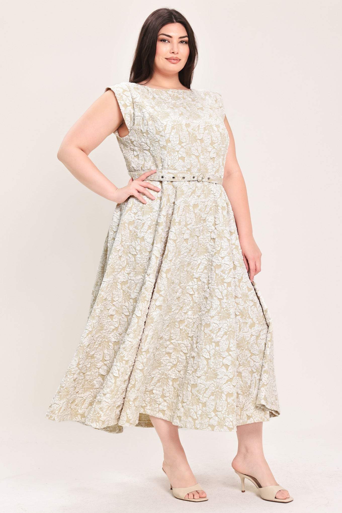 STATEMENT IN IVORY WOVEN MIDI DRESS - Flying Tomato - Flyclothing LLC