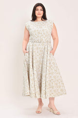 STATEMENT IN IVORY WOVEN MIDI DRESS - Flying Tomato - Flyclothing LLC