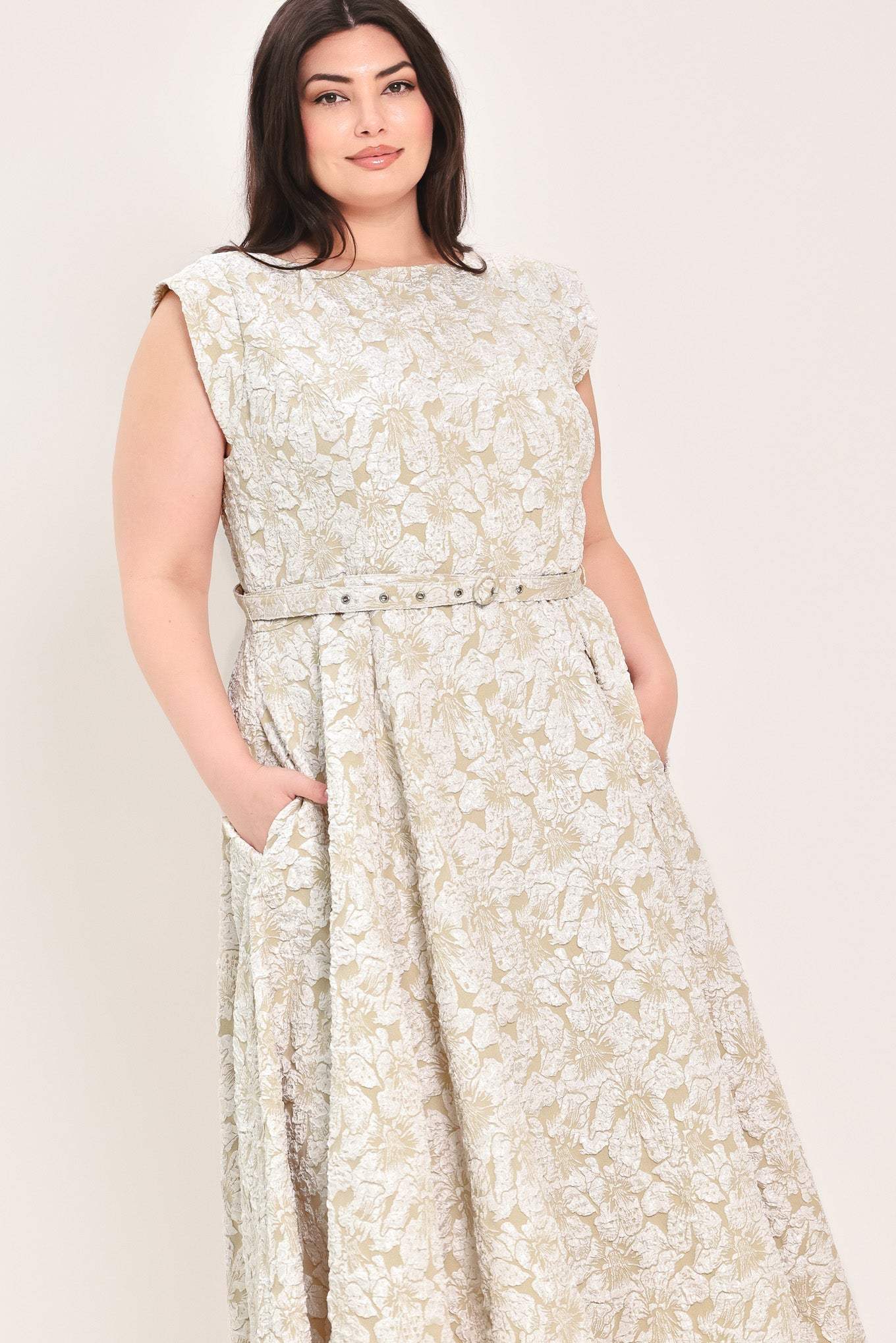 STATEMENT IN IVORY WOVEN MIDI DRESS - Flying Tomato - Flyclothing LLC