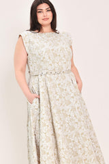 STATEMENT IN IVORY WOVEN MIDI DRESS - Flying Tomato - Flyclothing LLC