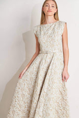 STATEMENT IN IVORY WOVEN MIDI DRESS - Flying Tomato - Flyclothing LLC