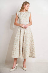 STATEMENT IN IVORY WOVEN MIDI DRESS - Flying Tomato - Flyclothing LLC