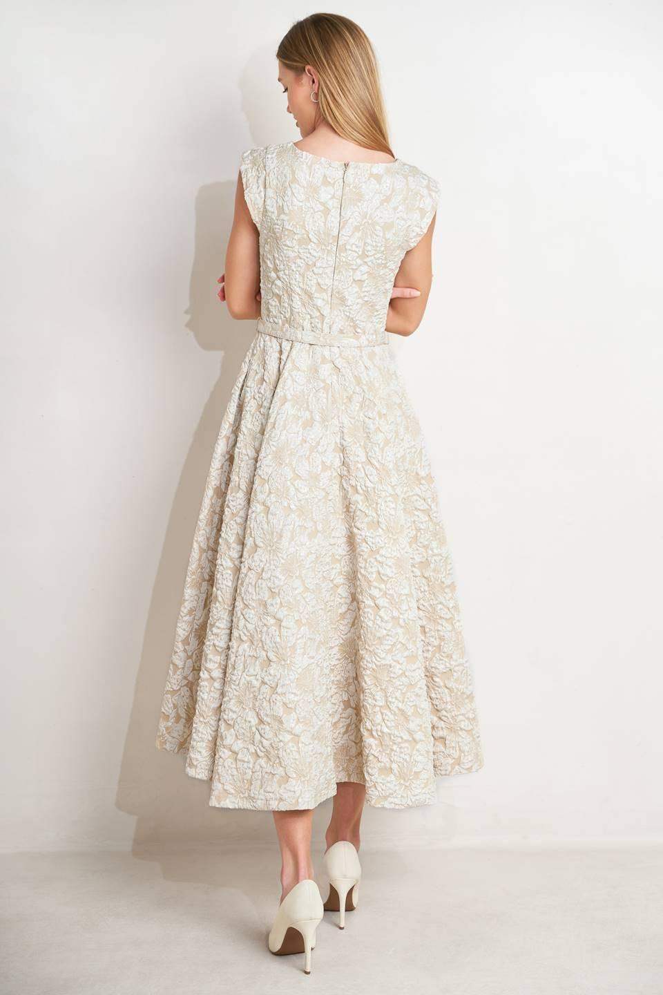STATEMENT IN IVORY WOVEN MIDI DRESS - Flying Tomato - Flyclothing LLC