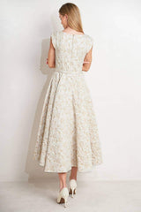 STATEMENT IN IVORY WOVEN MIDI DRESS - Flying Tomato - Flyclothing LLC