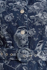 DARK BLOOM JACQUARD DENIM MIDI DRESS - Flying Tomato - Flyclothing LLC