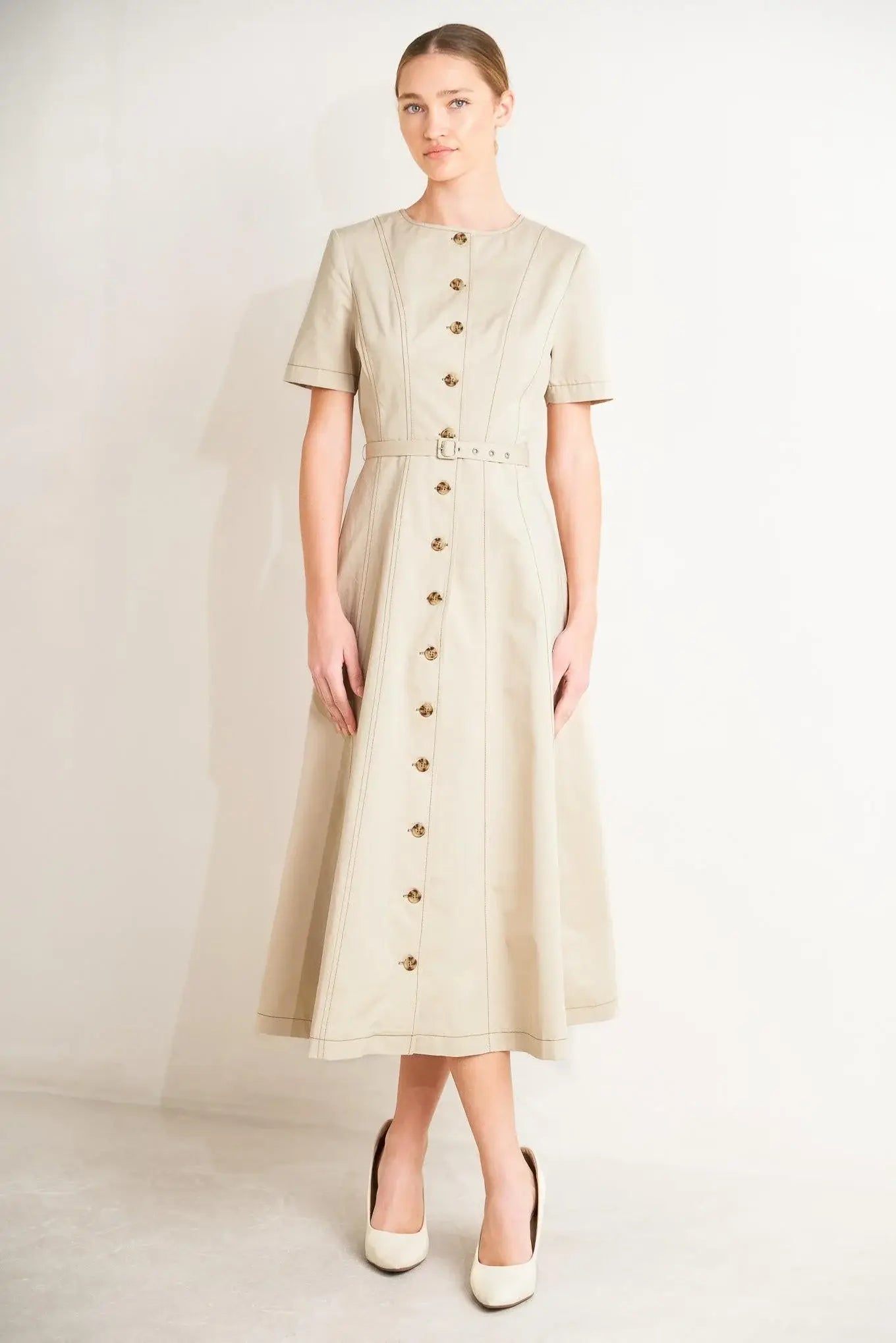 COMMAND THE ROOM WOVEN MIDI DRESS - Flying Tomato - Flyclothing LLC