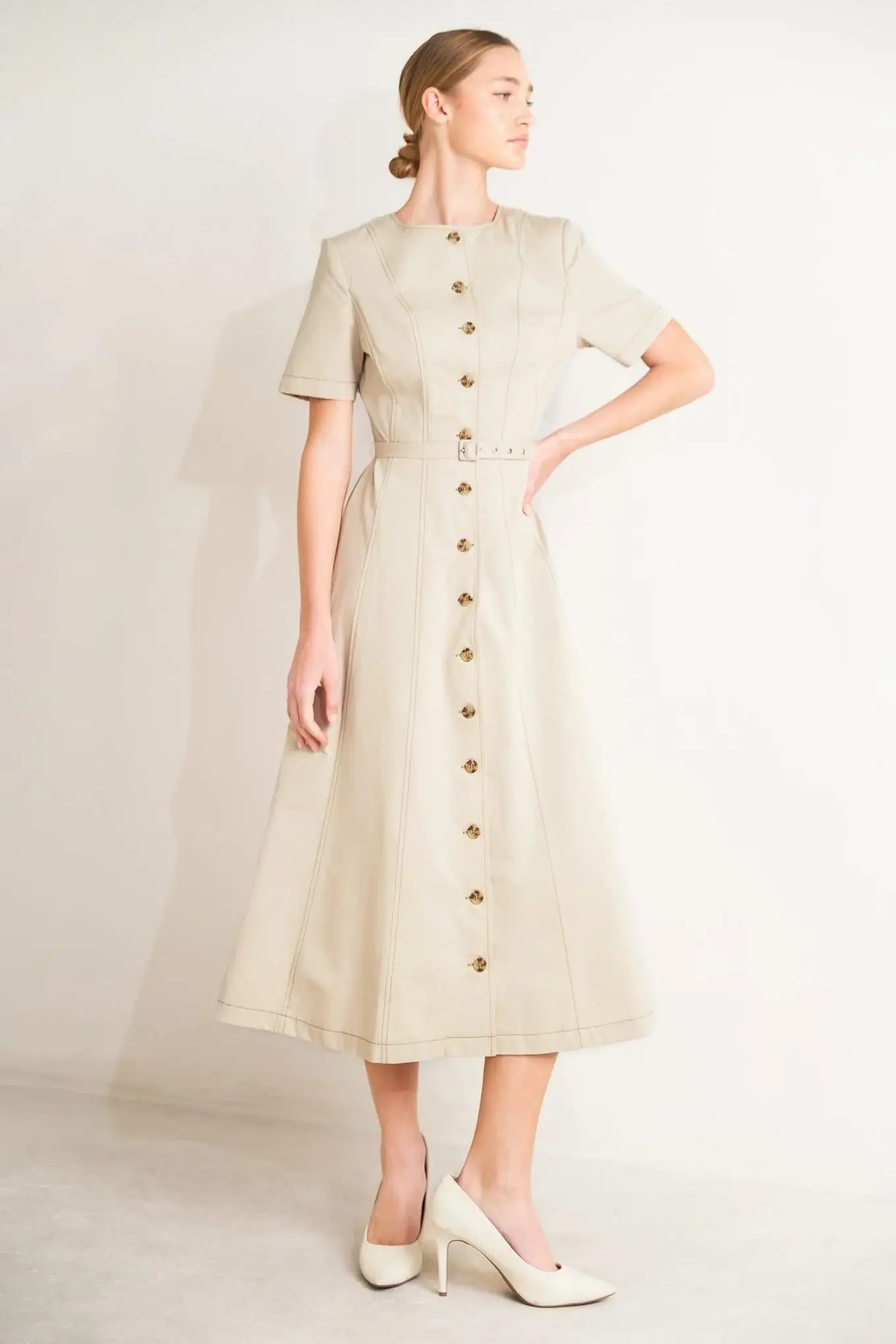 COMMAND THE ROOM WOVEN MIDI DRESS - Flying Tomato - Flyclothing LLC