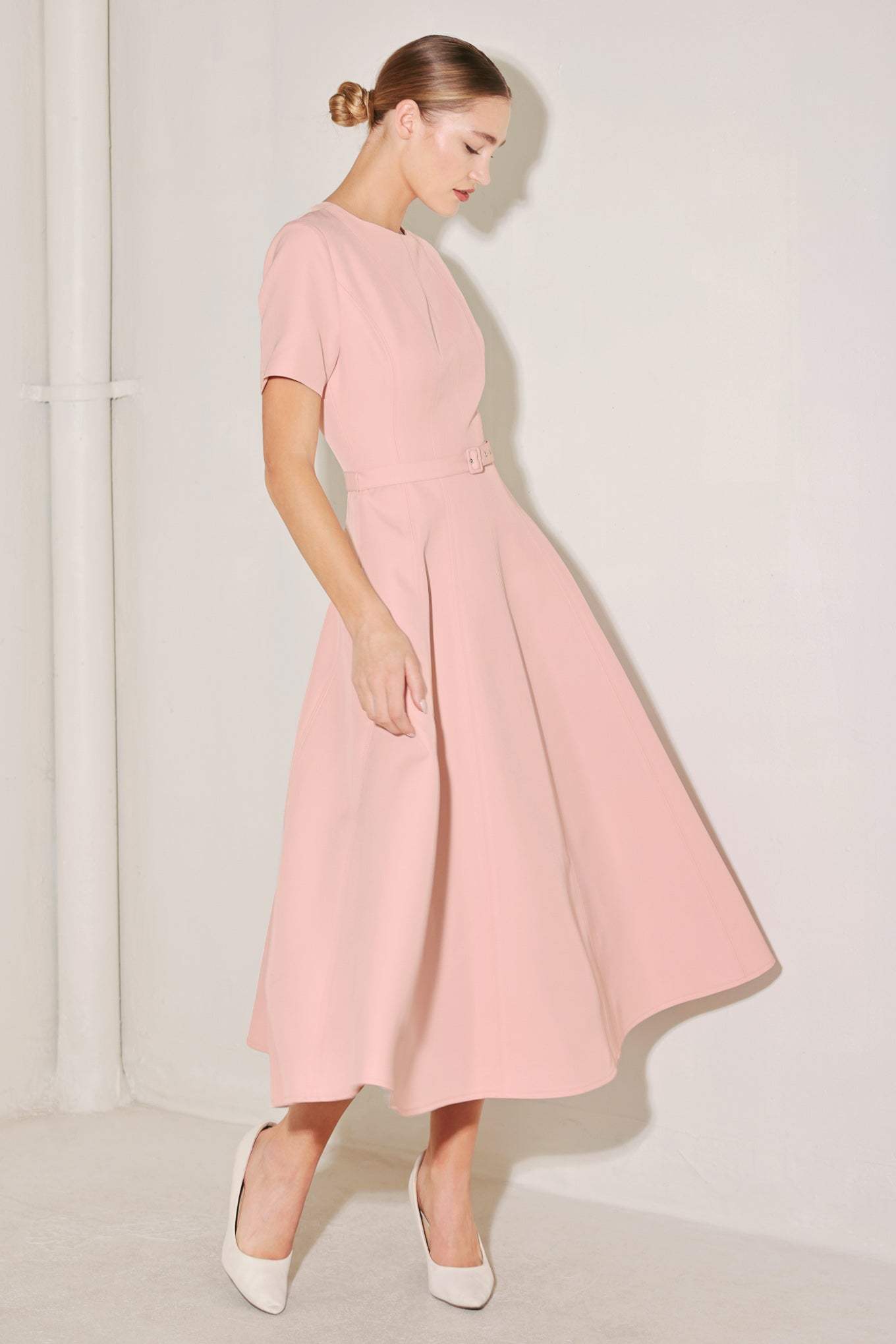 SPRING ICON PINK WOVEN MIDI DRESS - Flying Tomato - Flyclothing LLC