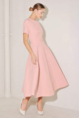 SPRING ICON PINK WOVEN MIDI DRESS - Flying Tomato - Flyclothing LLC