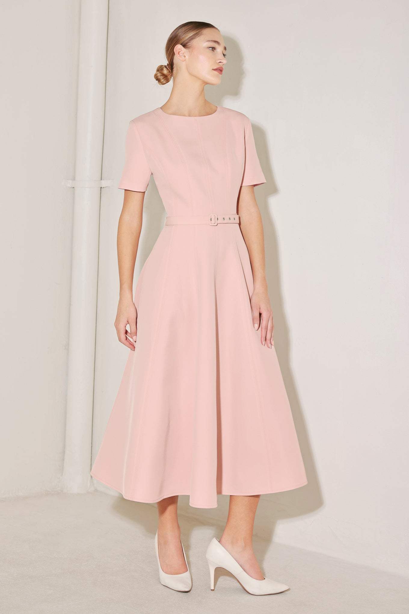 SPRING ICON PINK WOVEN MIDI DRESS - Flying Tomato - Flyclothing LLC