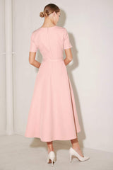 SPRING ICON PINK WOVEN MIDI DRESS - Flying Tomato - Flyclothing LLC