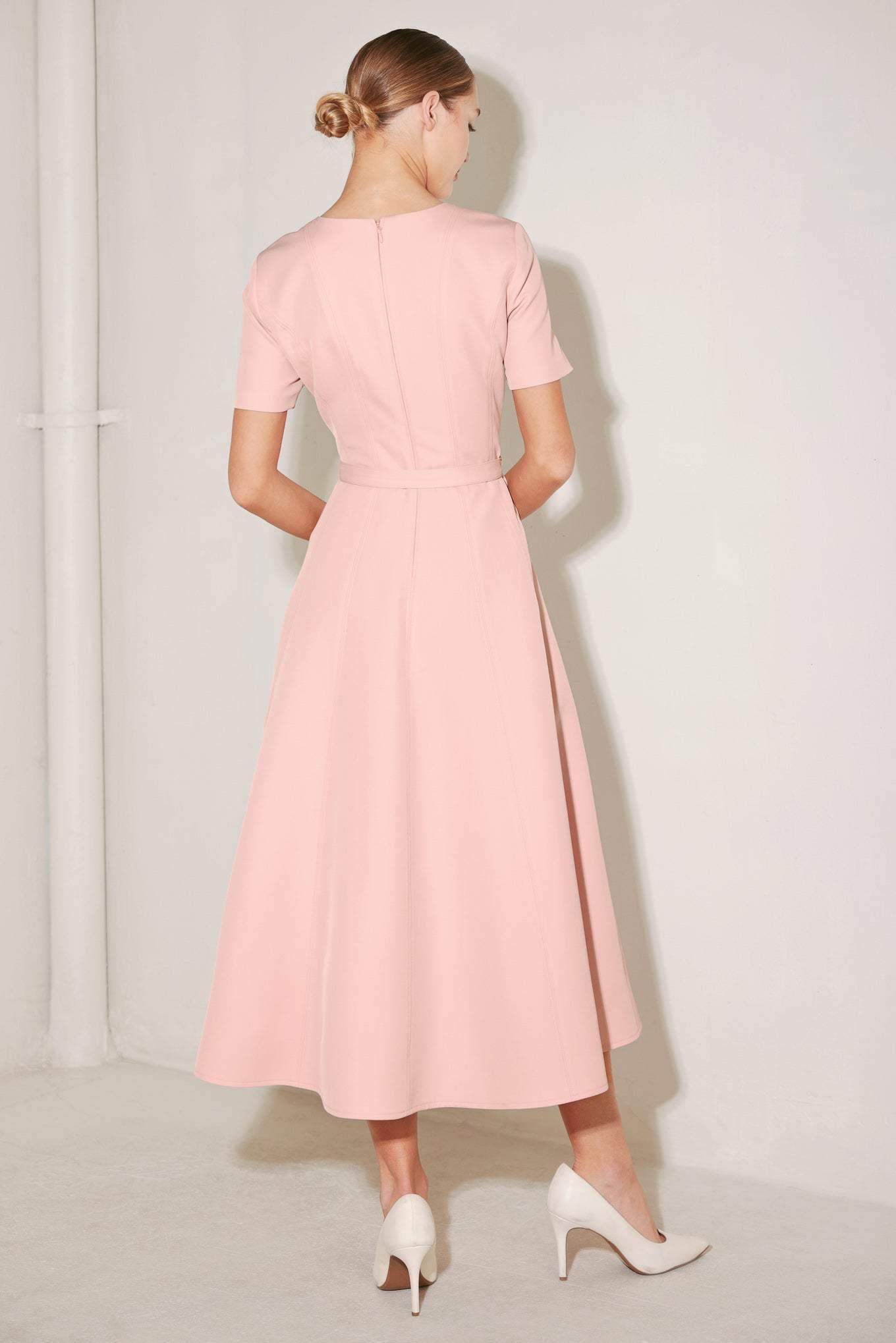 SPRING ICON PINK WOVEN MIDI DRESS - Flying Tomato - Flyclothing LLC