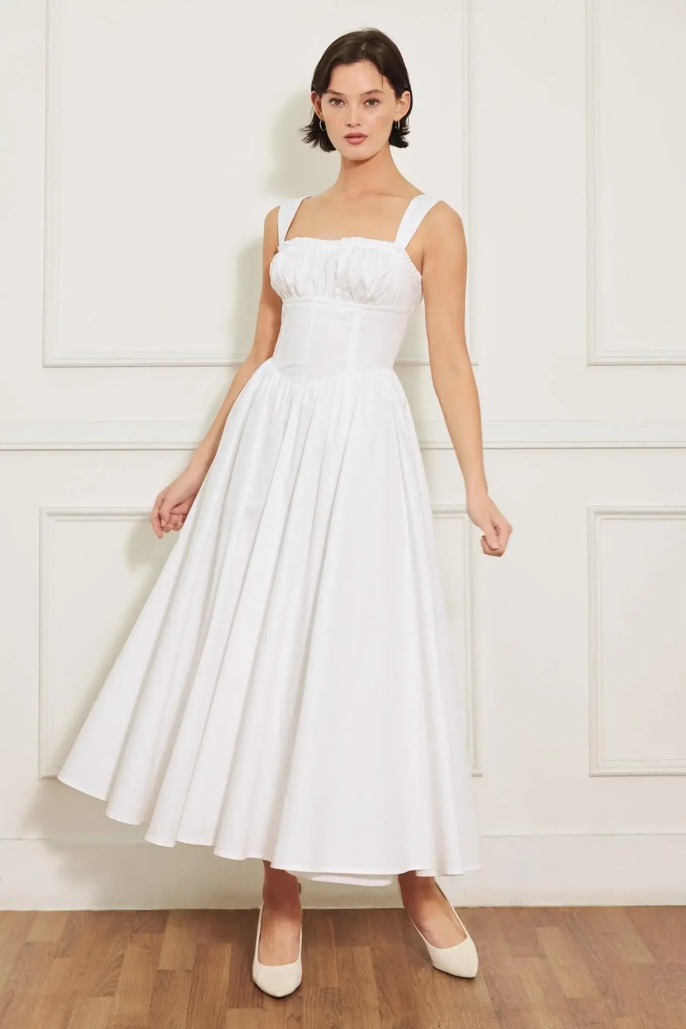 SWEETHEART SERENADE WOVEN MIDI DRESS - Flying Tomato - Flyclothing LLC