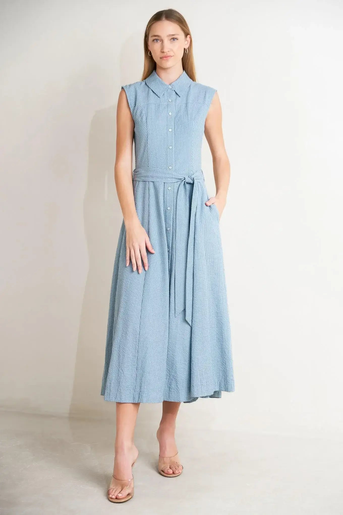 CAFE AU LAIT WOVEN MIDI DRESS - Flying Tomato - Flyclothing LLC