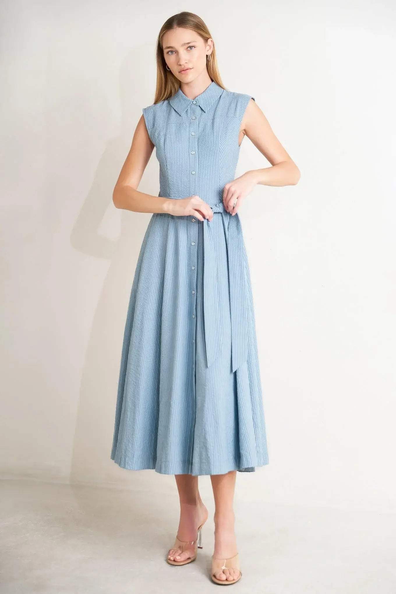 CAFE AU LAIT WOVEN MIDI DRESS - Flying Tomato - Flyclothing LLC