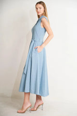 CAFE AU LAIT WOVEN MIDI DRESS - Flying Tomato - Flyclothing LLC