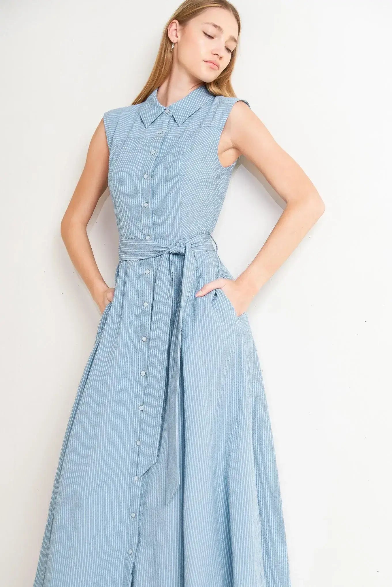 CAFE AU LAIT WOVEN MIDI DRESS - Flying Tomato - Flyclothing LLC