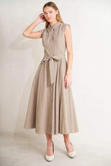 CAFE AU LAIT WOVEN MIDI DRESS - Flying Tomato - Flyclothing LLC