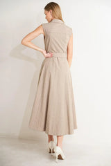 CAFE AU LAIT WOVEN MIDI DRESS - Flying Tomato - Flyclothing LLC