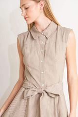 CAFE AU LAIT WOVEN MIDI DRESS - Flying Tomato - Flyclothing LLC