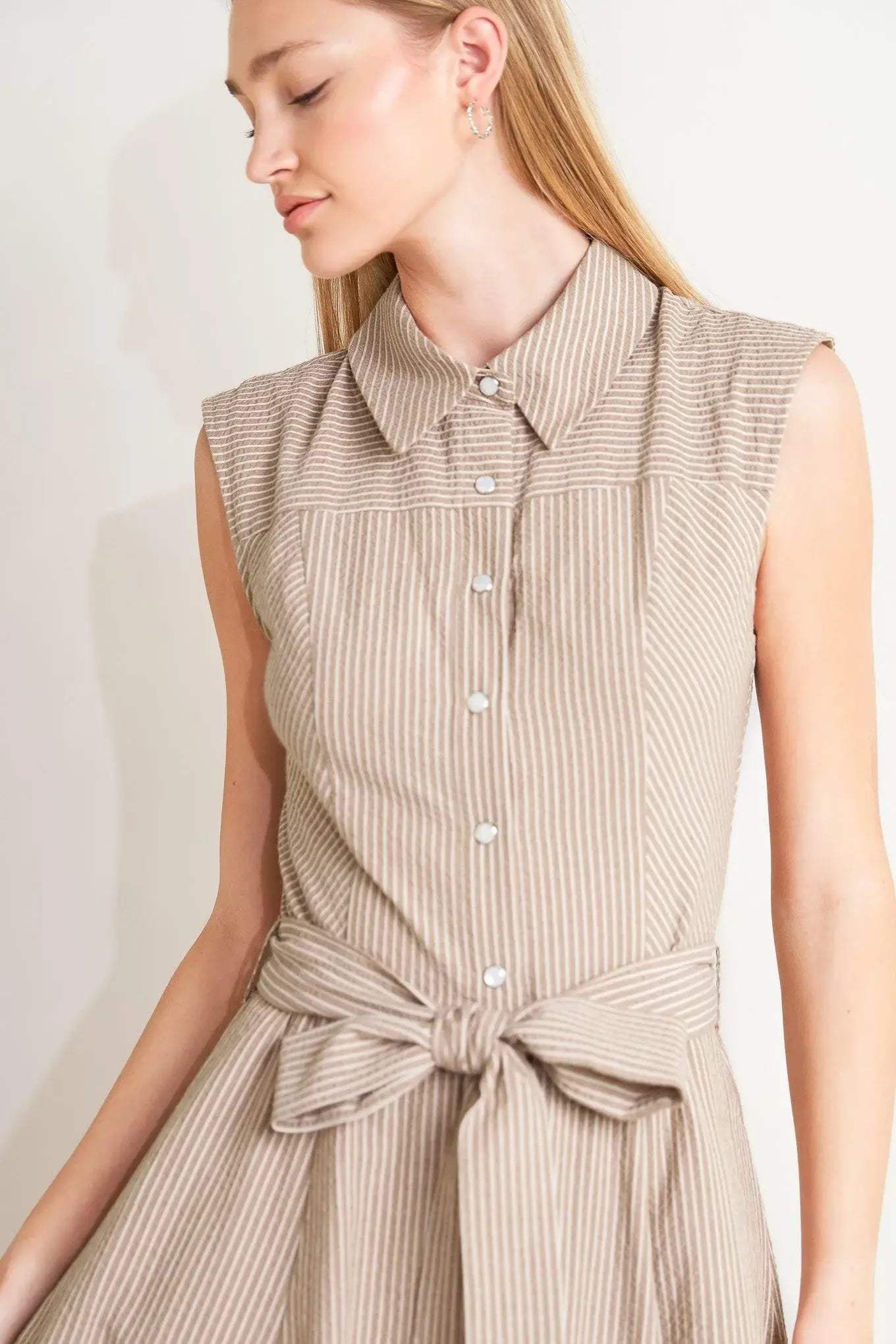 CAFE AU LAIT WOVEN MIDI DRESS - Flying Tomato - Flyclothing LLC